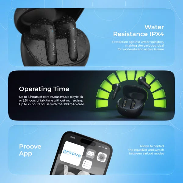 Proove Wireless Earphones Logic TWS APP black - سماعات بلوتوث من بروف اسود