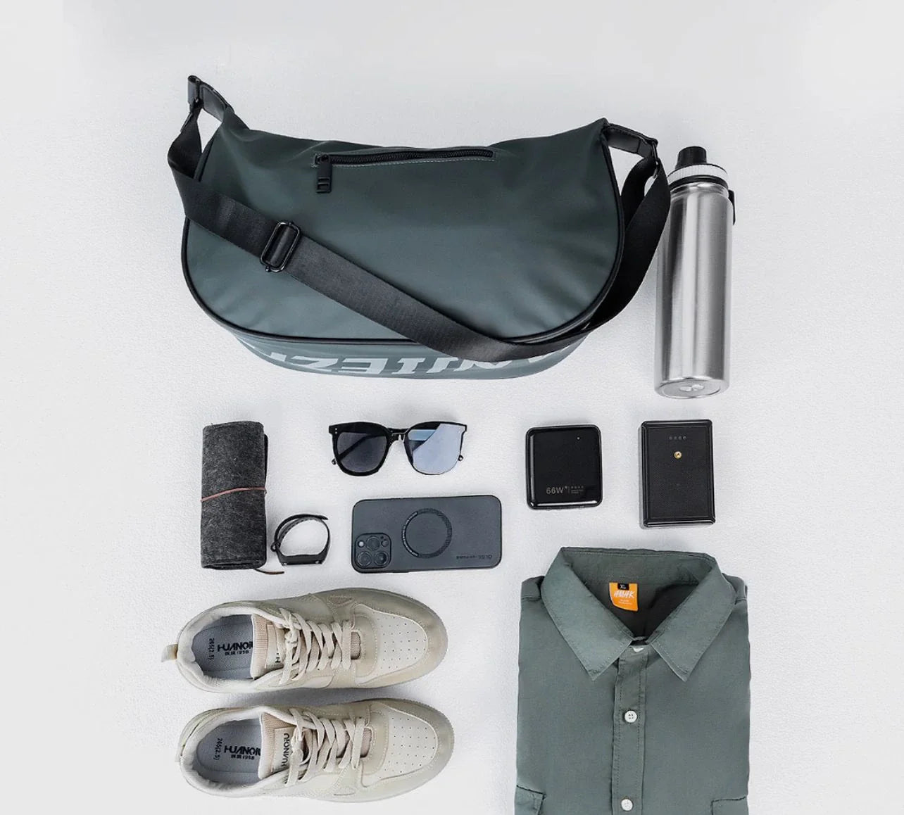 Xiaomi TANJIEZHE Water Repellent Messenger Bag Men Bags Shoulder Crossbody Fit 10.2 Inch Ipad Partition Storage Waterproof black - حقيبة كتف ضد الماء 17 لتر من شاومي