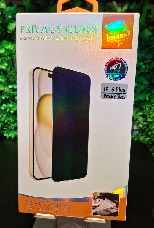 SHARK GLASS FOR IPHONE 16 PLUS PRIVACY - لاصق شاشة مضلل للايفون 16 بلس
