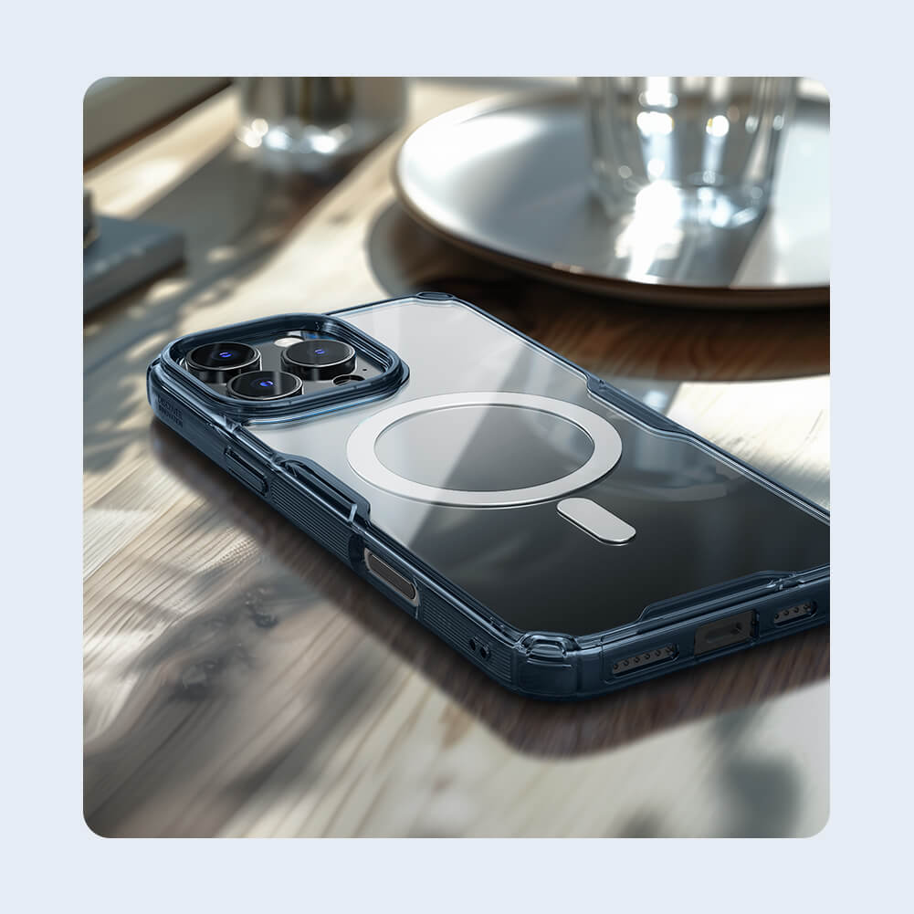 Nillkin Nature TPU Pro Magnetic Case for Apple iPhone 16 Pro Max Blue - كفر شفاف ماك سيف للايفون 16 برو ماكس من نيلكين ازرق