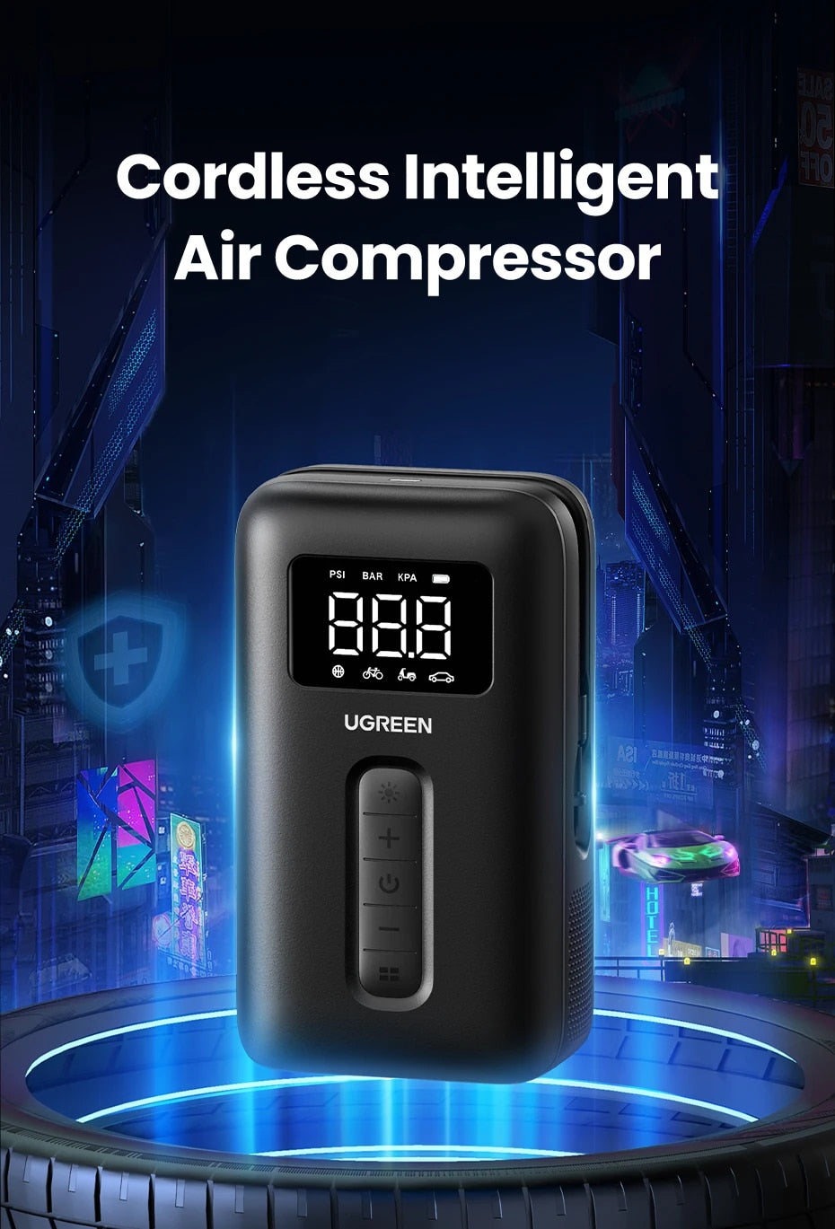 UGREEN Car Portable Tire Inflator - منفاخ اطارات كهربائي محمول من يوكرين