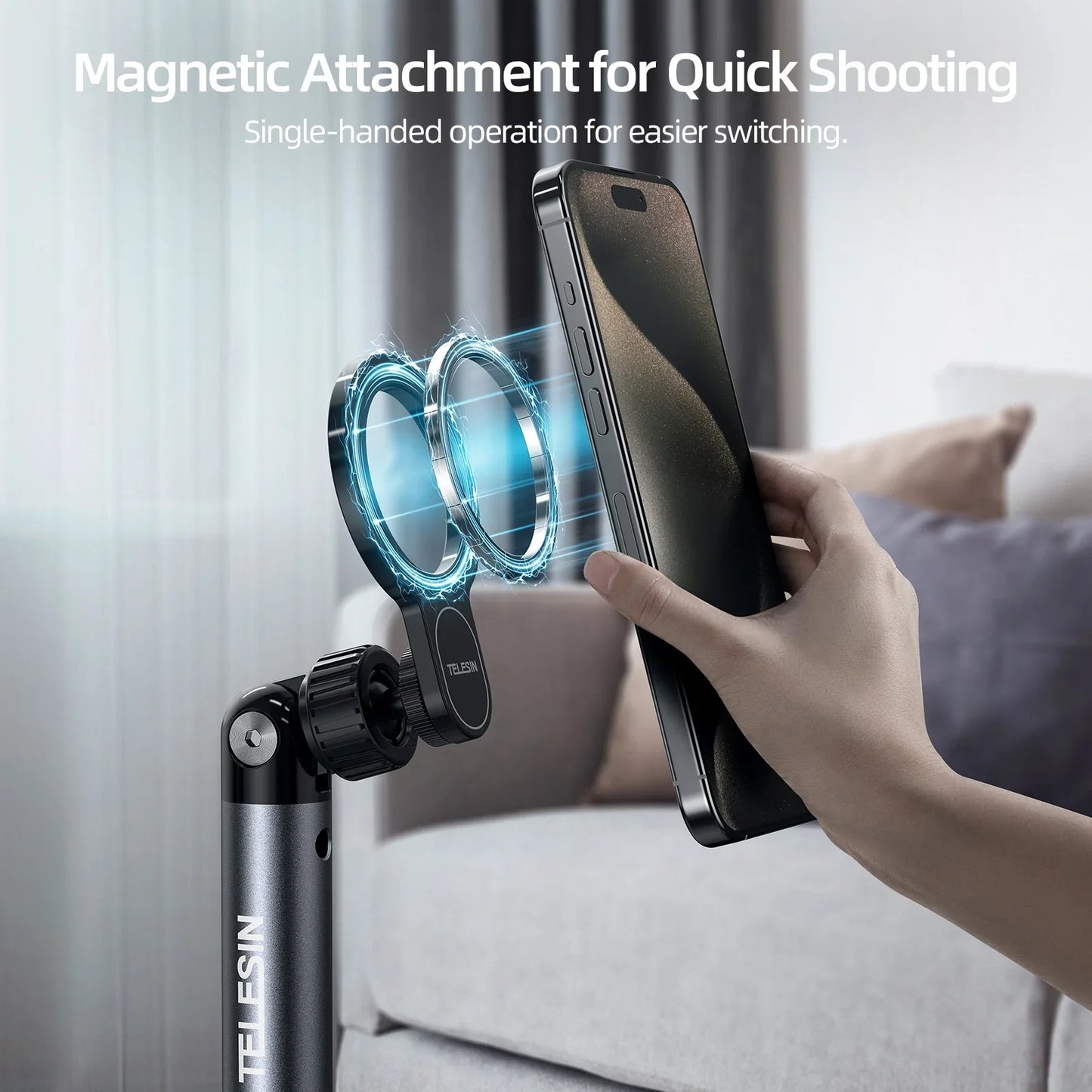 TELESIN mobile video/live shooting magnetic floor stand - ستاند ارضي مغناطيسي للهاتف لتصوير الفيديو والبث المباشر من تيليسن