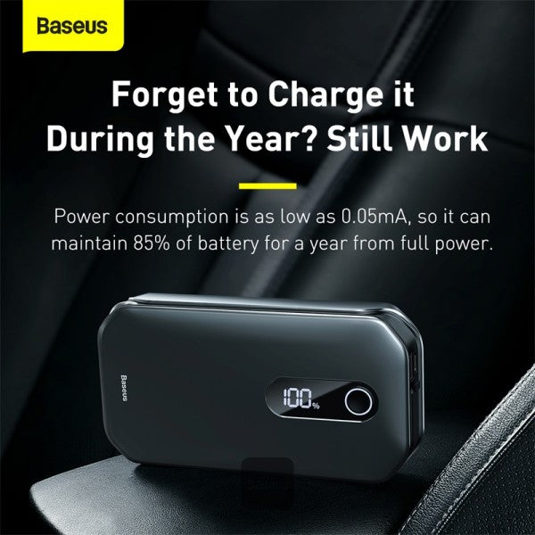 BASEUS SUPER ENERGY PRO JAMP STARTER FOR 12V DISEL/GAS CARS - جهاز تشغيل بطارية السيارة 12000 ملي امبير مع شاشة رقمية من باسيوس