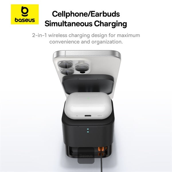 BASEUS MAGPRO 2-IN-1 MAGNETIC WIRELESS CHARGER 25W COSMIC - شاحن لاسلكي 25 واط 2 في 1 من باسيوس