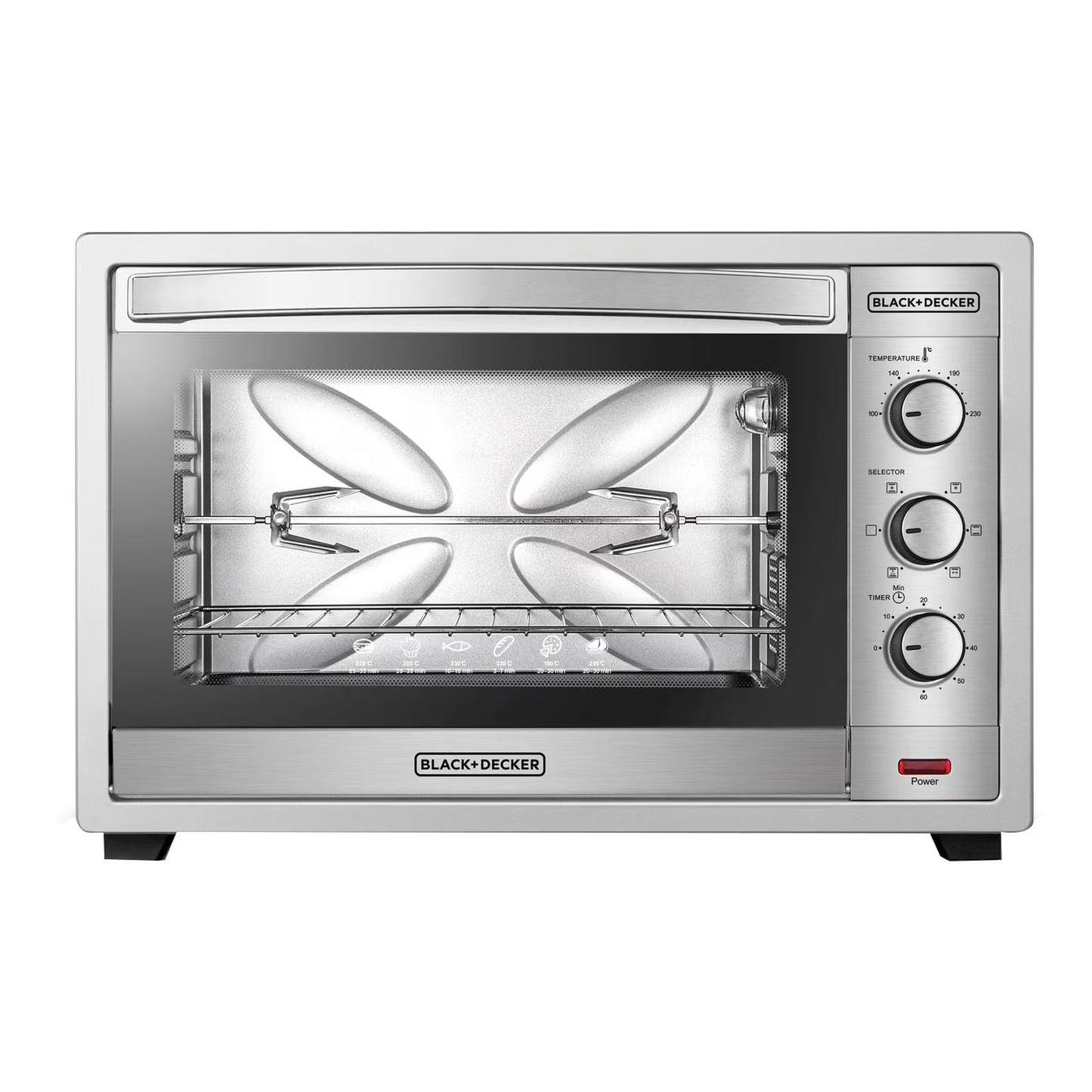 Black&Decker TRO62RDG-B5 Oven 62L 2000W silver - فرن كهربائي بسعة 62 لتر وبقدرة 2000 واط من بلاك اند ديكر