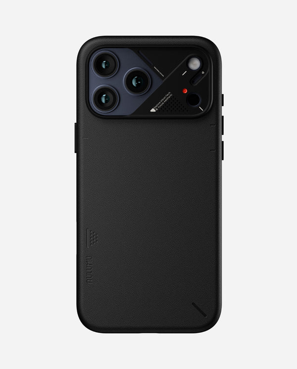 A17 VEGAN LEATHER CASE FOR IPHONE 17 PRO MAX BLACK - كفر ايفون 17 برو ماكس ماك سيف مصنوع من الجلد النباتي الصديق للبيئة من اولومو اسود