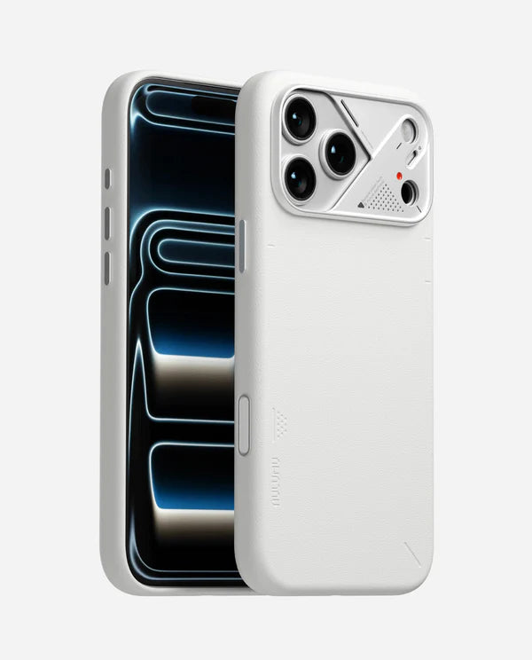 A17 VEGAN LEATHER CASE FOR IPHONE 17 PRO MAX WHITE - كفر ايفون 17 برو ماكس ماك سيف مصنوع من الجلد النباتي الصديق للبيئة من اولومو ابيض