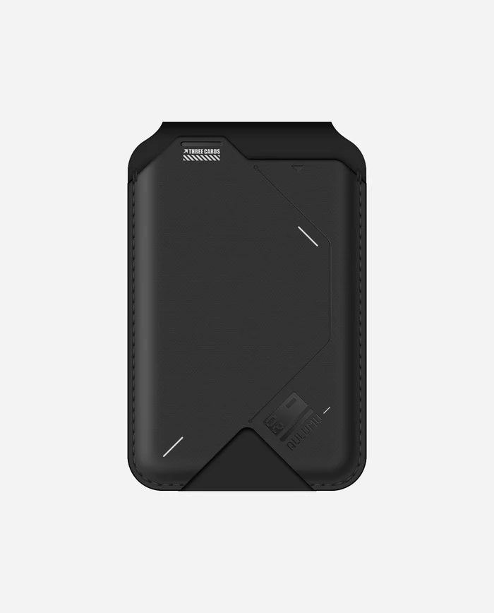 AULUMU G02 MAGNETIC FLIP WALLET AND STAND MAGSAFE COMPATIBLE BLACK - محفظة بطاقات ماك سيف مع ستاند من اولومو اسود