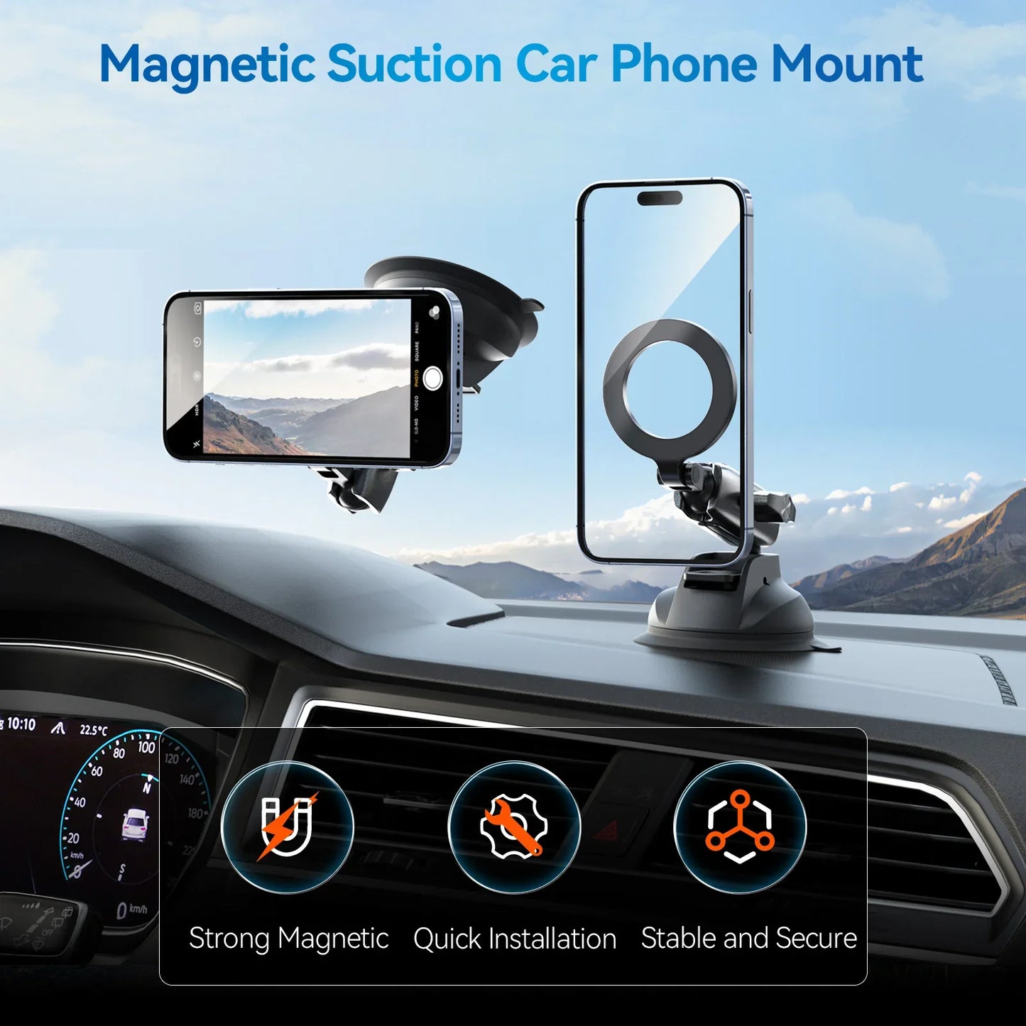 TELESIN Magnetic SuctionCar Phone Mount - ستاند سيارة ماك سيف بالشفط المغناطيسي من تيليسن