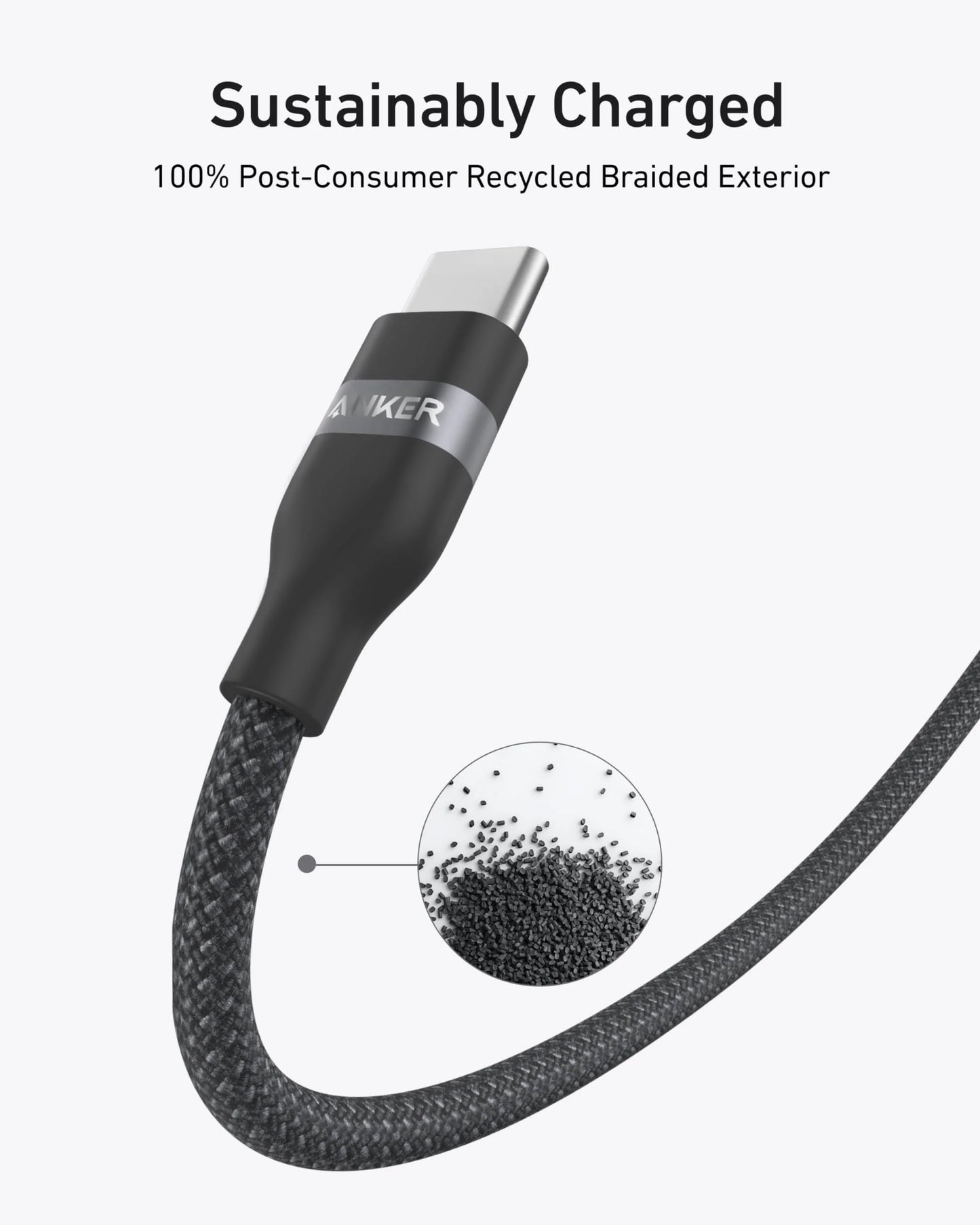 Anker USB-C to C Cable 3ft 240W Upcycled-Braided - كيبل تايب سي تايب سي 240 واط من انكر
