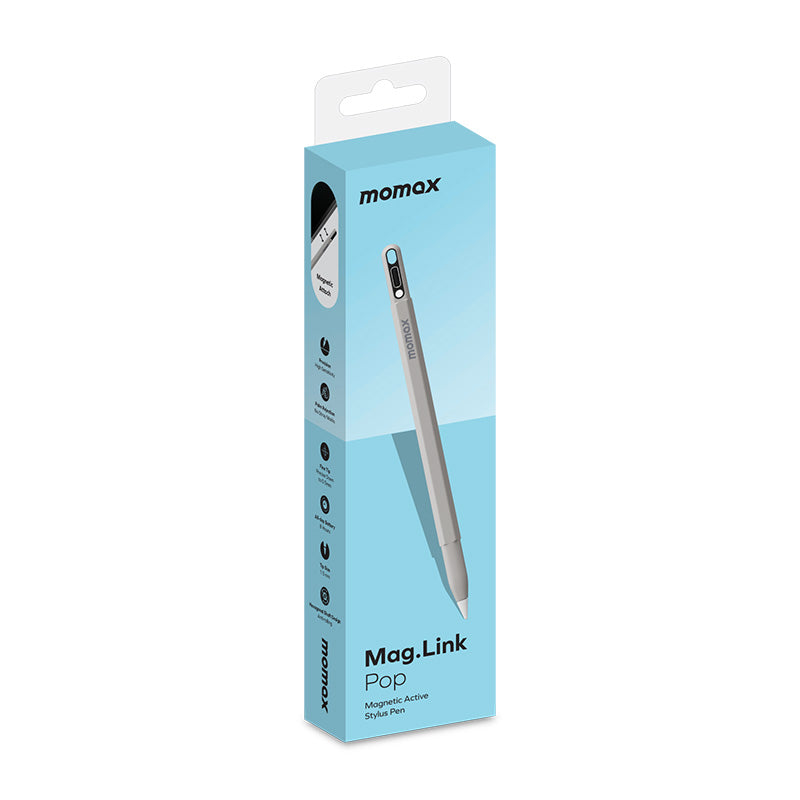 Momax Mag Link Pop Magnetic active stylus pen Grey - قلم ذكي مغناطيسي للايباد من موماكس