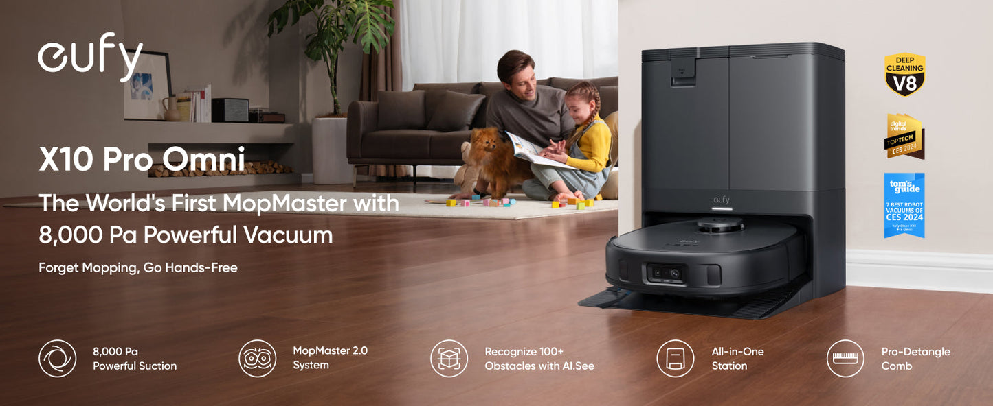 Anker Eufy X10 Pro Omni 8000PA Black - روبوت التنظيف كنس ومسح 8000 باسكال من انكر اسود