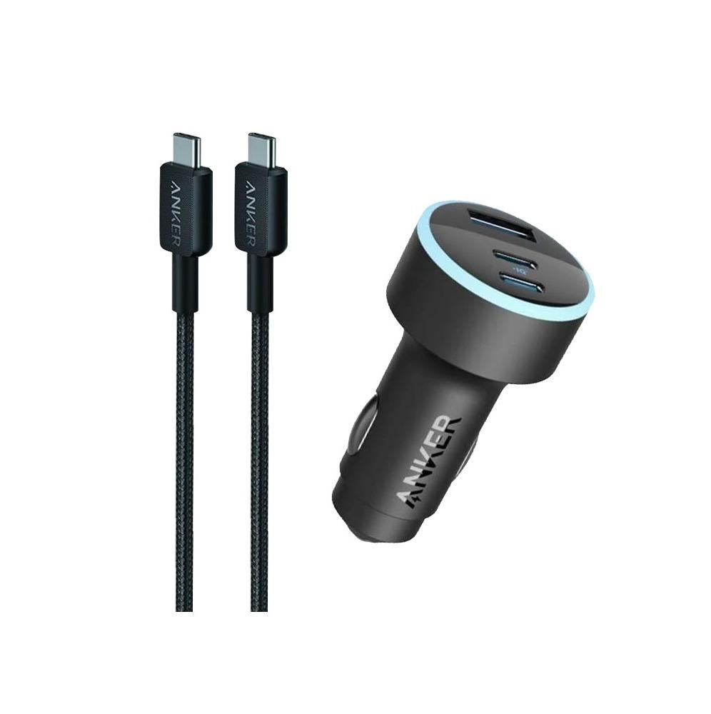 ANKER 335 CAR CHARGER 67W WITH CABLE USB-C TO USB-C - شاحن سيارة 67 واط مع كيبل تايب سي تايب سي من انكر
