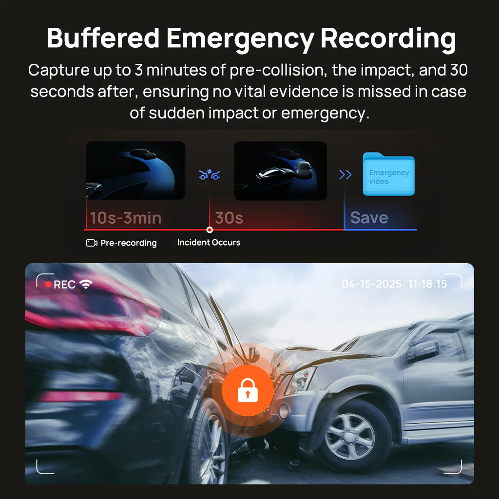 70Mai Dash Cam 4K T800 HDR Set - كاميرا سيارة امامية + خلفية من شاومي