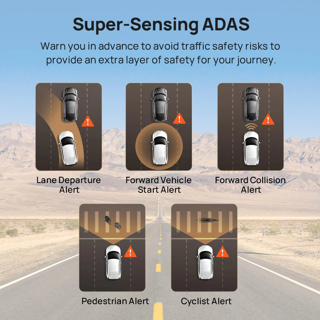 70Mai Dash Cam 4K T800 HDR Set - كاميرا سيارة امامية + خلفية من شاومي