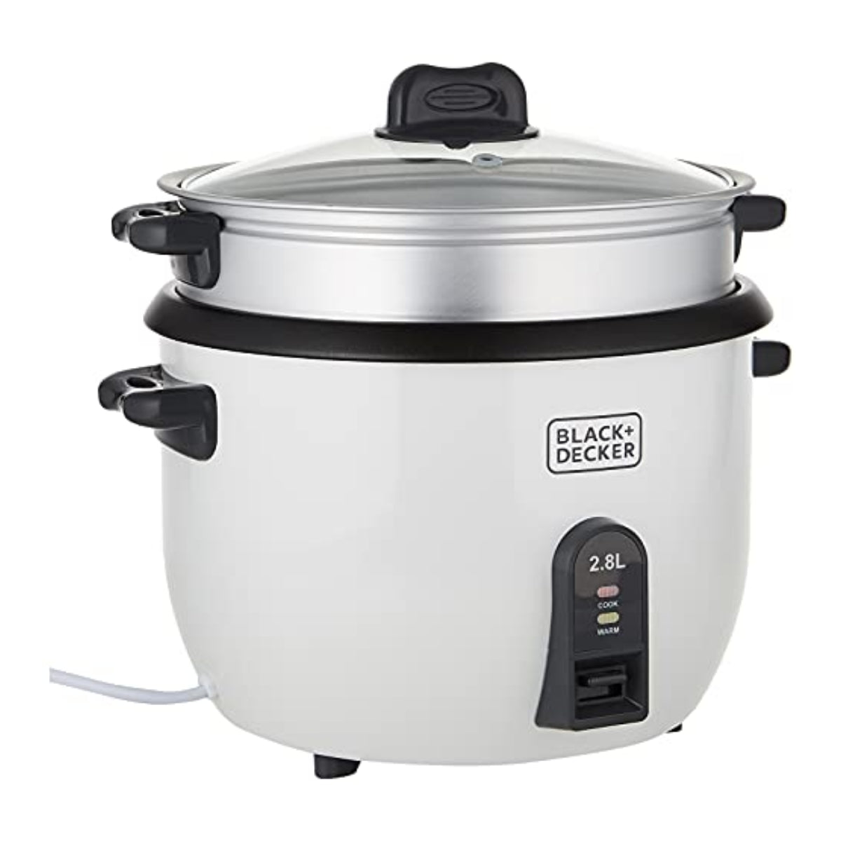 Black&Decker RC2850-B5 Rice Cooker 1100W 2.8L white - قدر طبخ الارز الكهربائي بسعة 2.8 لتر وبقدرة 1100 واط من بلاك اند ديكر