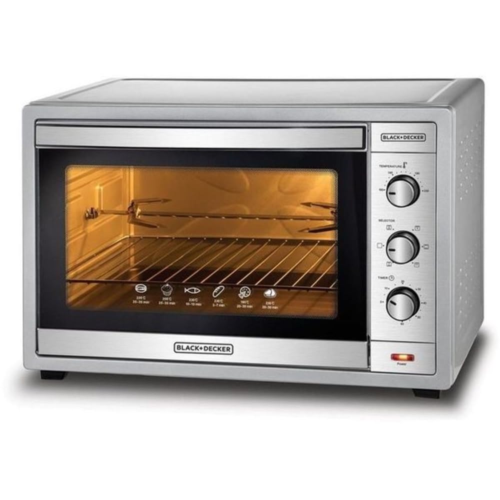 Black&Decker TRO62RDG-B5 Oven 62L 2000W silver - فرن كهربائي بسعة 62 لتر وبقدرة 2000 واط من بلاك اند ديكر