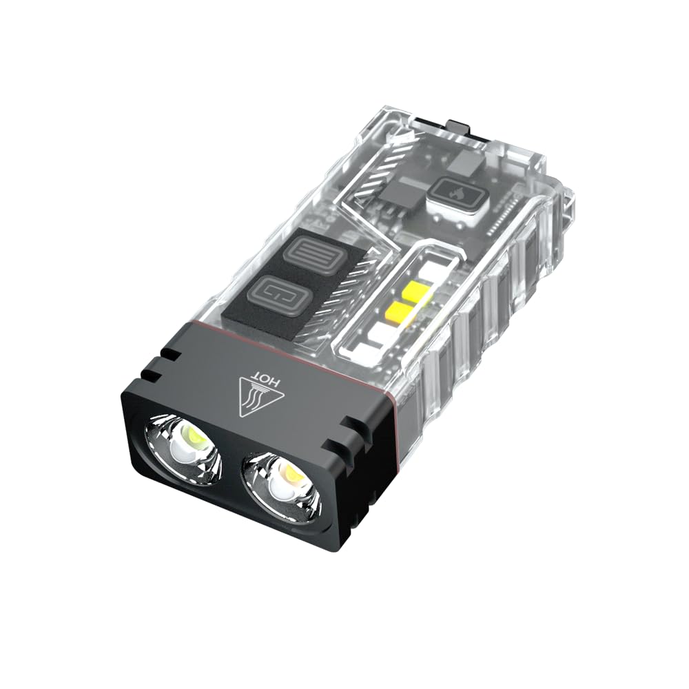 UTA OUTDOOR RECHARGEABLE ANTI-WOLF ALARM MULTI FUNCTION MINI FLASHLIGHT TRANSPARENT COLOR PORTABLE - مصباح يدوي صغير متعدد الوظائف مزود بولاعة قوسية وجهاز انذار من يوتا