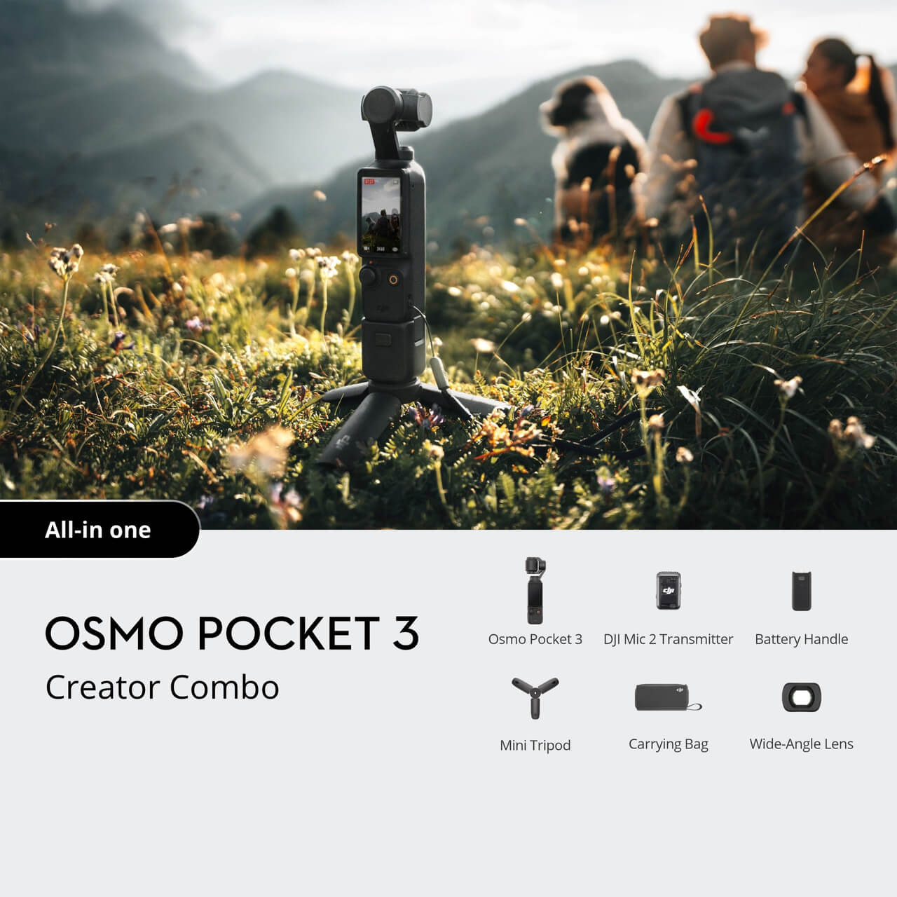 DJI Osmo Pocket 3 Creator Combo
كاميرا دي جي اي اوزمو بوكيت 3 كومبو مع المايك
