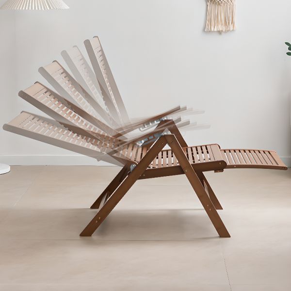 BAMBOO LOUNGE CHAIR - كرسي استرخاء قابل للطي من الخيزران الطبيعي مع 5 وضعيات تعديل لون جوزي