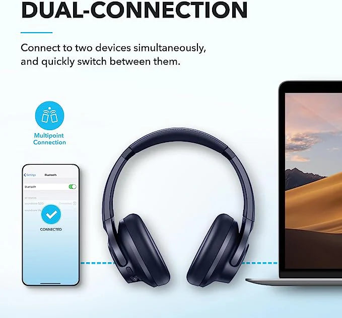 Anker Soundcore Q20i Headphone Blue - سماعات بلوتوث هيدسيت من انكر ازرق