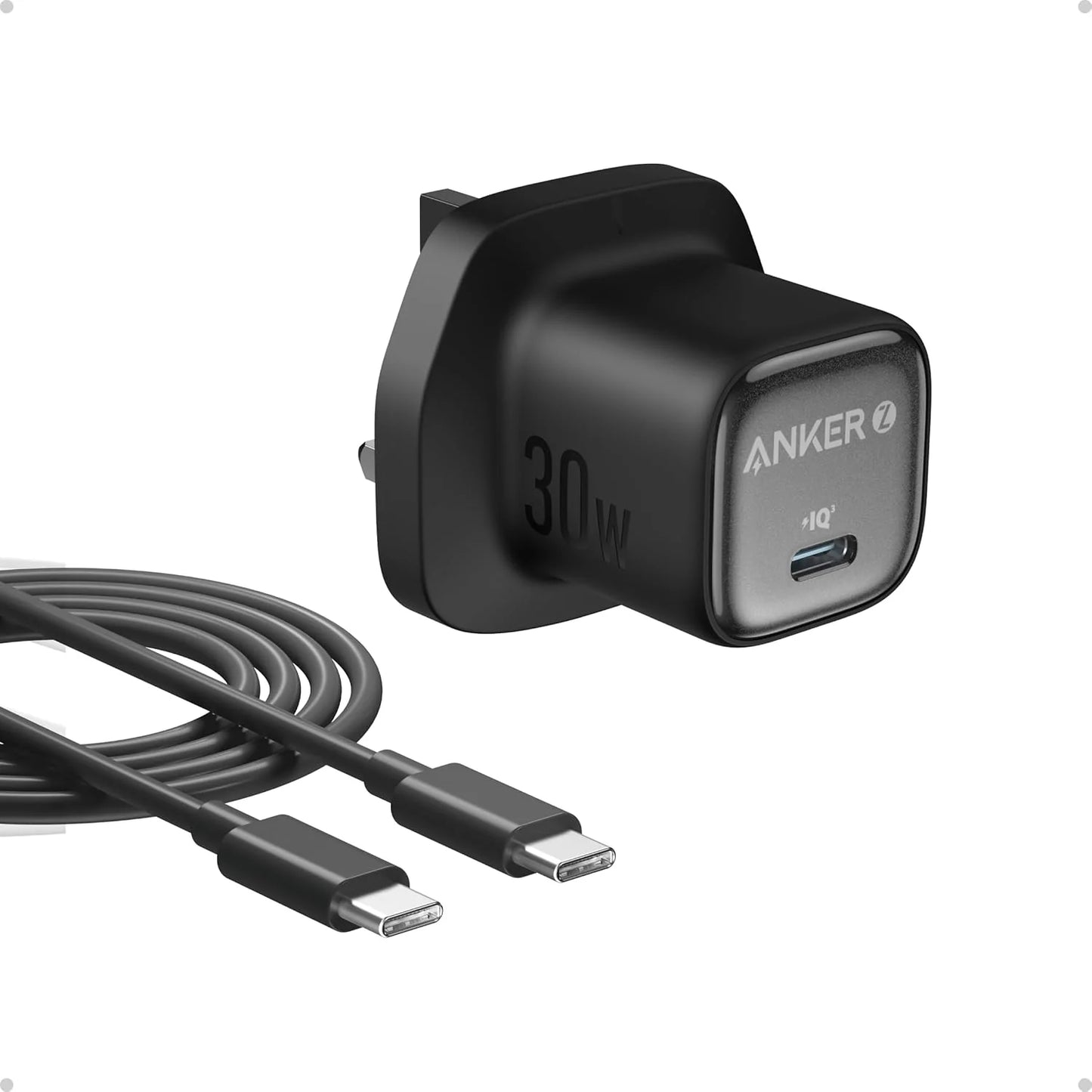 Anker Zolo Charger 30W, PD 3.0, with 1.0m C to C Cable - شاحن انكر 30 واط مع كيبل تايب سي بطول 1 متر
