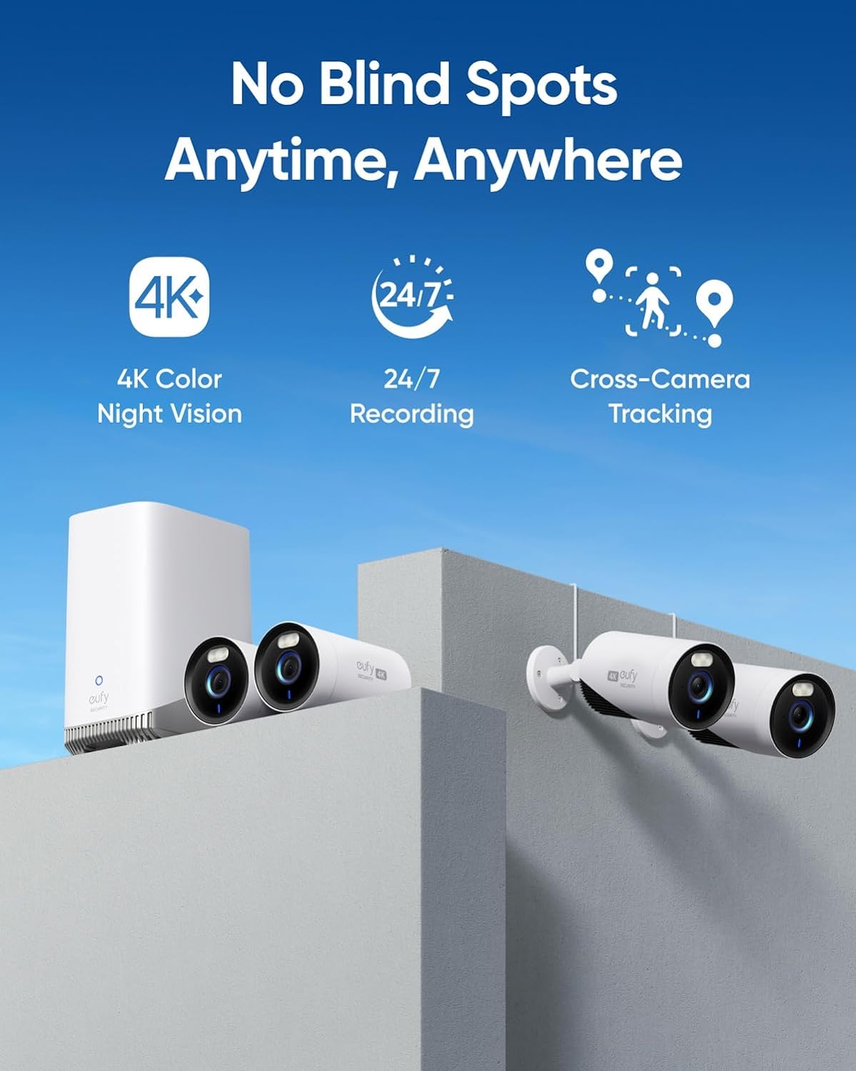 ANKER EUFYCAM E330 (PROFESSIONAL) 4-CAM KIT, 4K OUTDOOR SECURITY CAMERA -كاميرا مراقبة خارجية سلكية احترافية 4 في 1 من انكر