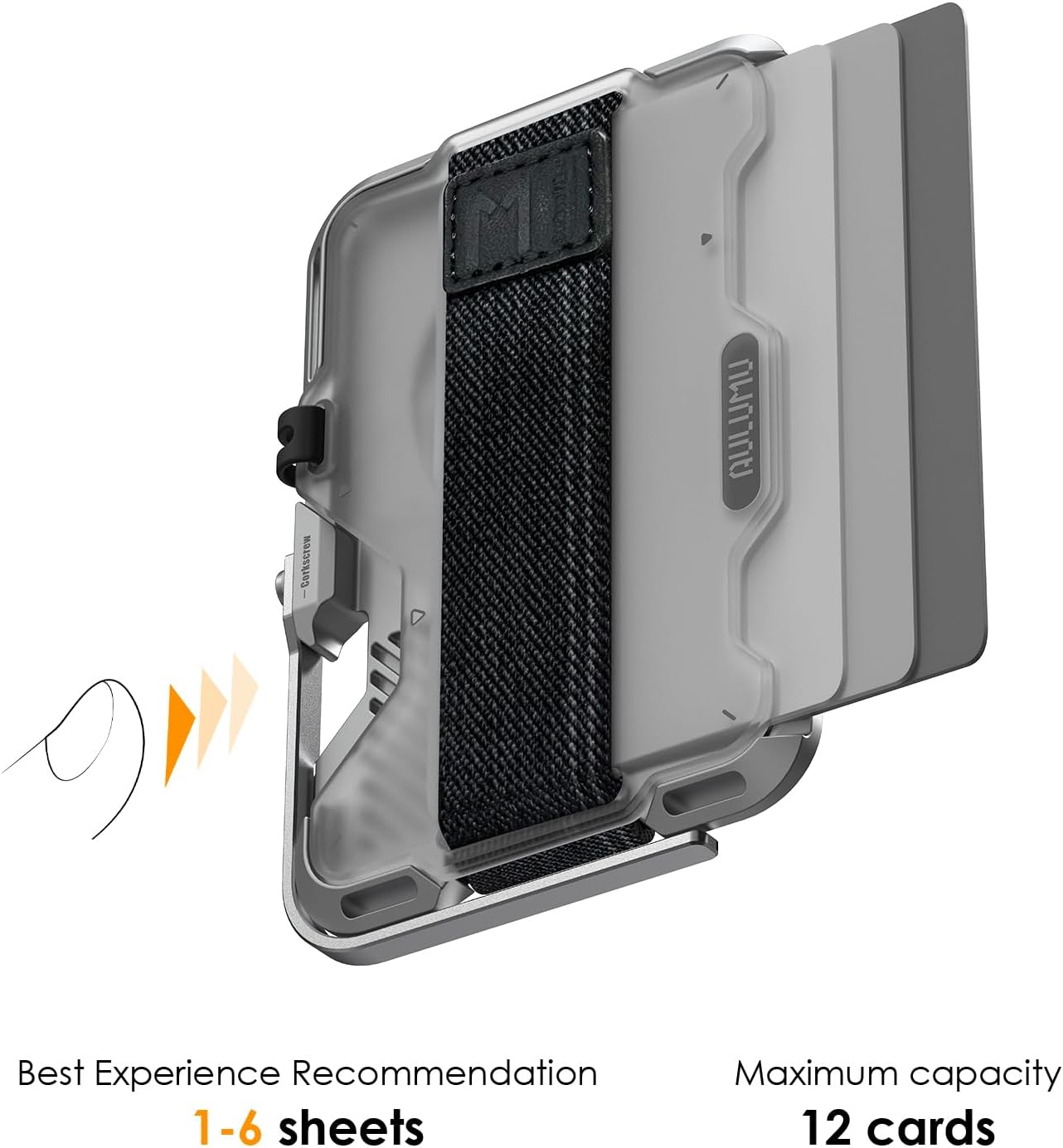 AULUMU G03 MULTI-TOOL MAGNETIC METAL WALLET GENUINE LEATHER COVER SLIVER - محفظة بطاقات مغناطيسية متعددة الادوات بغطاء جلد طبيعي مع ستاند من اولومو فضي