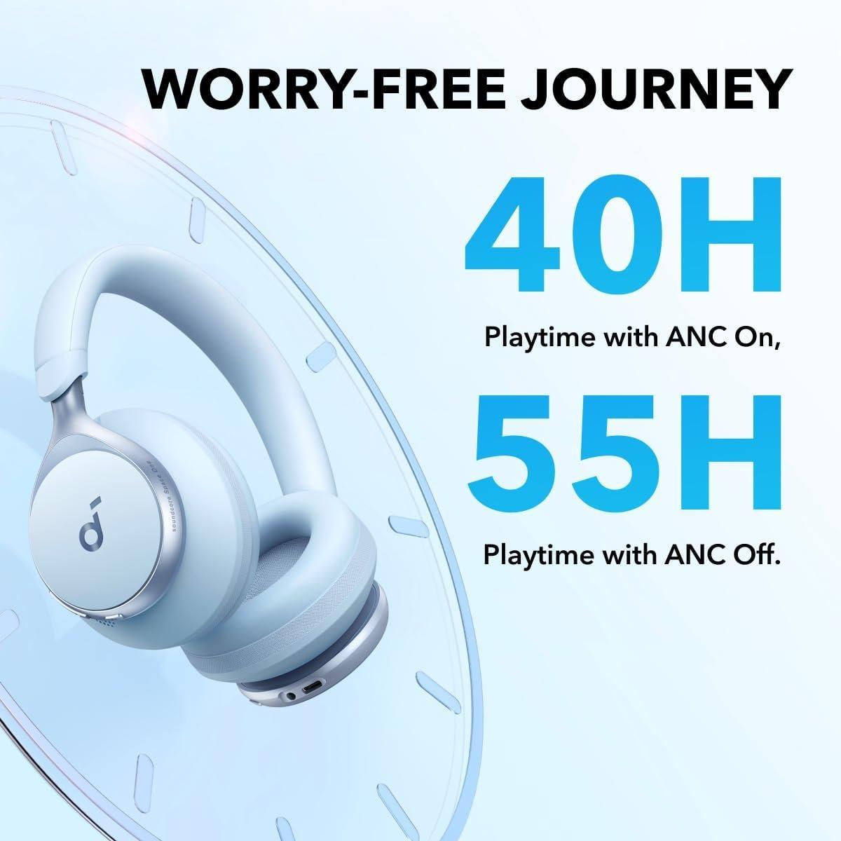 ANKER SOUNDCORE SPACE ONE BLUE - سماعات هيدسيت لاسلكية من انكر ازرق