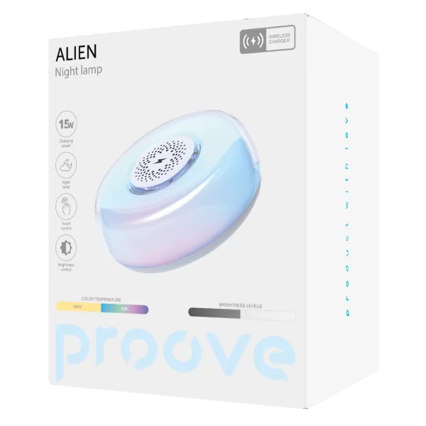Proove Night Lamp Alien white - مصباح ليلي مع شاحن لاسلكي 15 واط من بروف