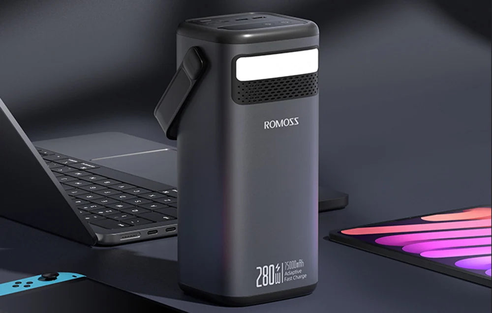 Romoss Power Bank PMT75-DC 75000mAh 280W - باوربنك 75000 ملي امبير 280 واط من روموس لون اسود