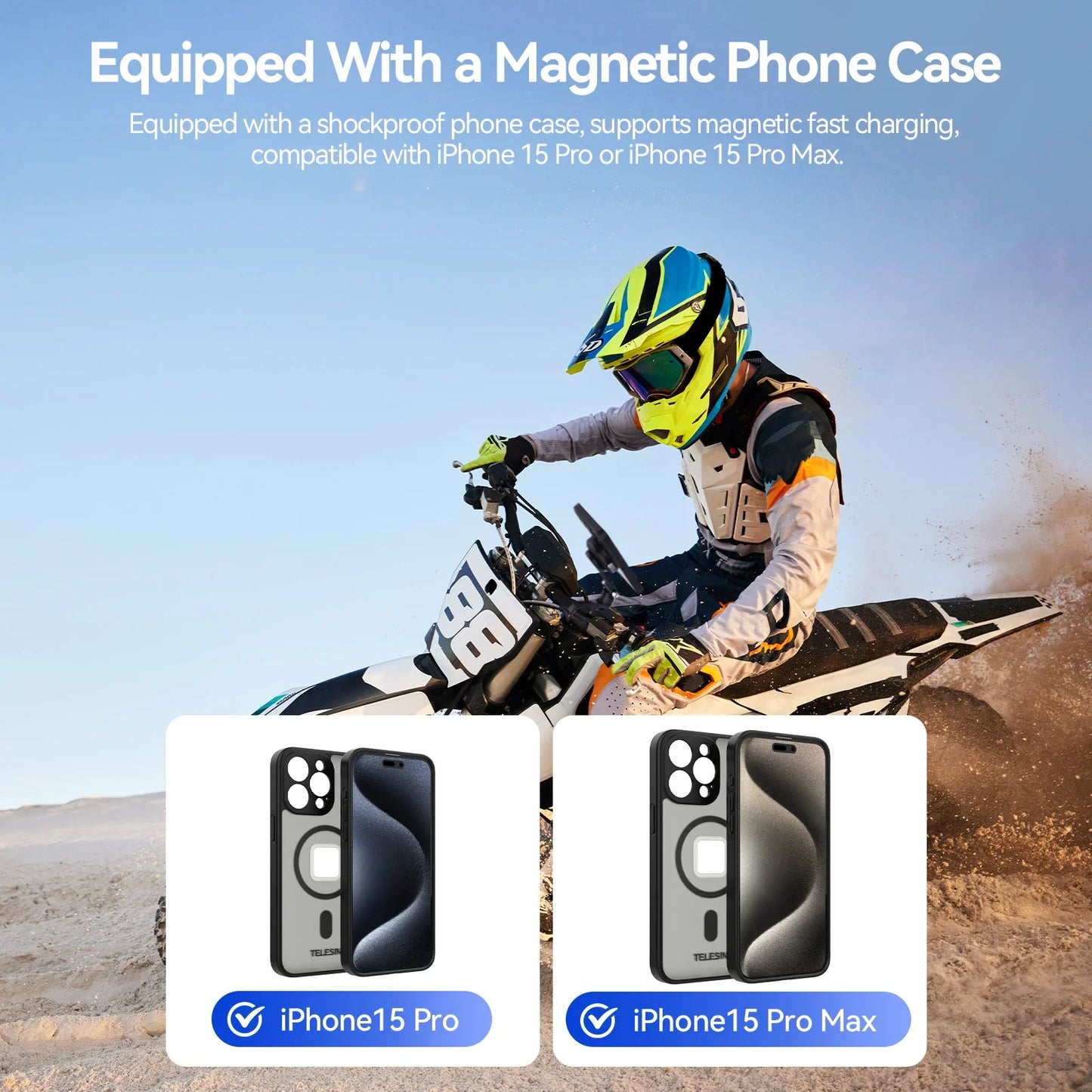 TELESIN Bike Handlebar Mount for Phone - ستاند مغناطيسي للدراجة من تيليسن