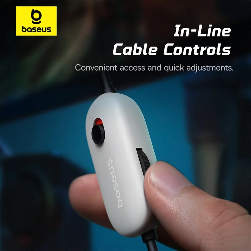 BASEUS GOPLAY 1 MAX GAMING WIRED HEADPHONES MOON WHITE - سماعات هيدسيت سلكية للالعاب من باسيوس ابيض