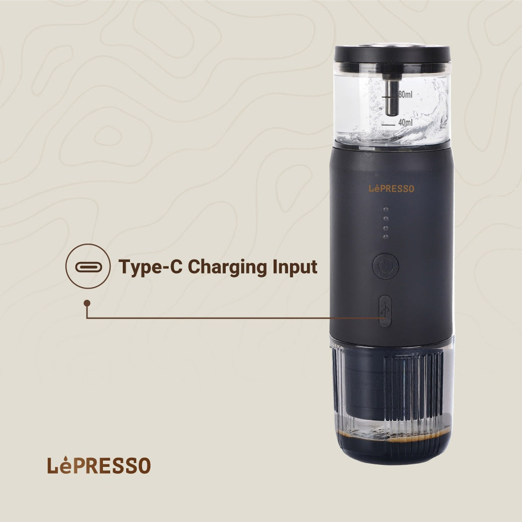 LePresso Portable Espresso Machine With Thermal Meter Black - ماكنة تحضير الاسبريسو المحمولة مع مقياس حرارة من ليبريسو اسود