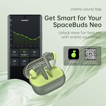 Oraimo SpaceBuds Neo Wireless Earbuds Green - سماعات بلوتوث من اورايمو اخضر