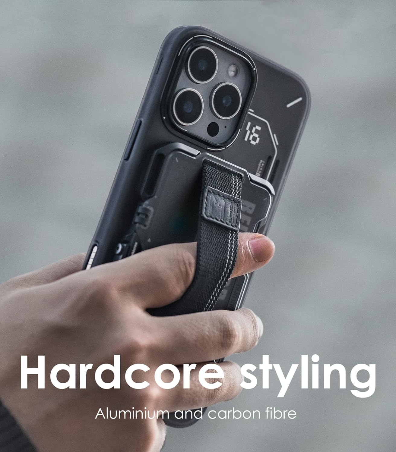 AULUMU G03 MULTI-TOOL MAGNETIC METAL WALLET GENUINE LEATHER COVER GRAY - محفظة بطاقات مغناطيسية متعددة الادوات بغطاء جلد طبيعي مع ستاند من اولومو رمادي