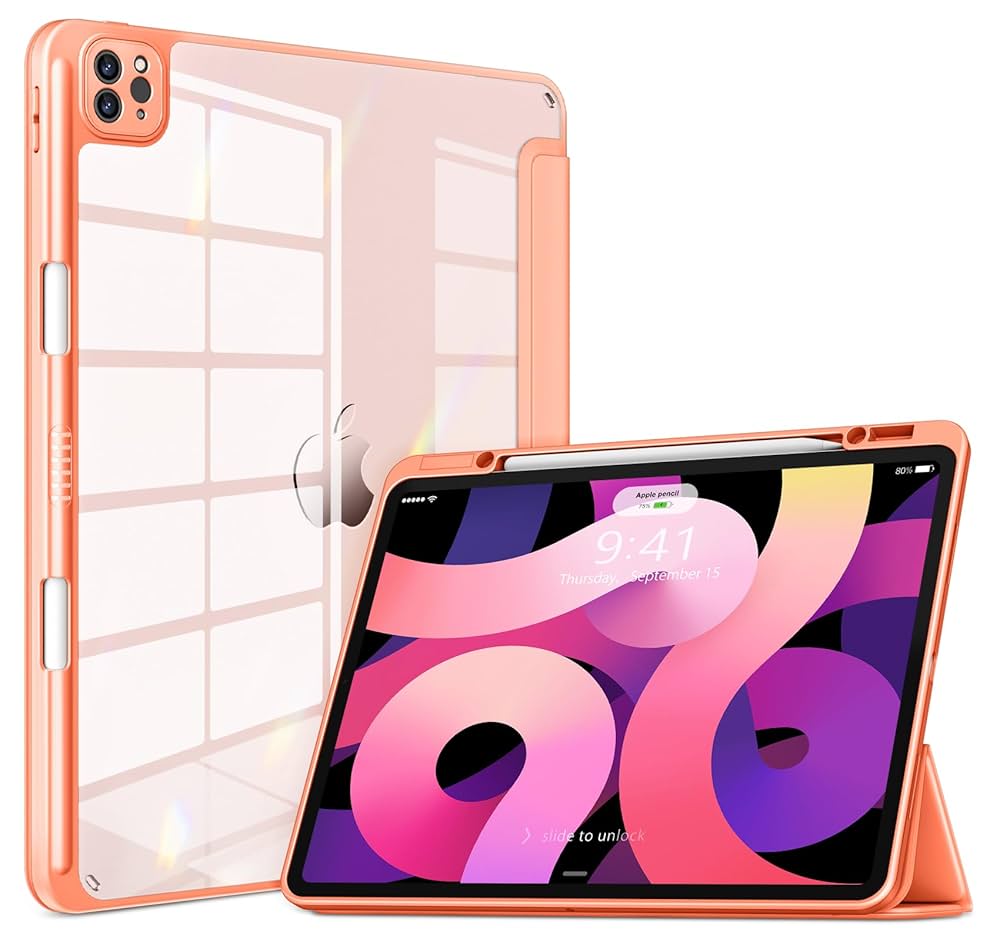 FOXTECH FLAT COVER WITH PEN SLOT FOR IPAD PRO 11 2024 ORANGE - كفر ايباد برو 11 2024 مع مكان مخصص للقلم من فوكس تك برتقالي