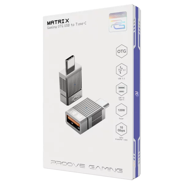 Proove Adapter OTG Matrix USB to Type-C silver - توصالة يو اس بي تايب سي من بروف فضي
