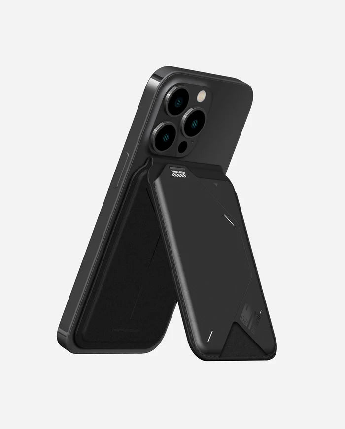 AULUMU G02 MAGNETIC FLIP WALLET AND STAND MAGSAFE COMPATIBLE BLACK - محفظة بطاقات ماك سيف مع ستاند من اولومو اسود