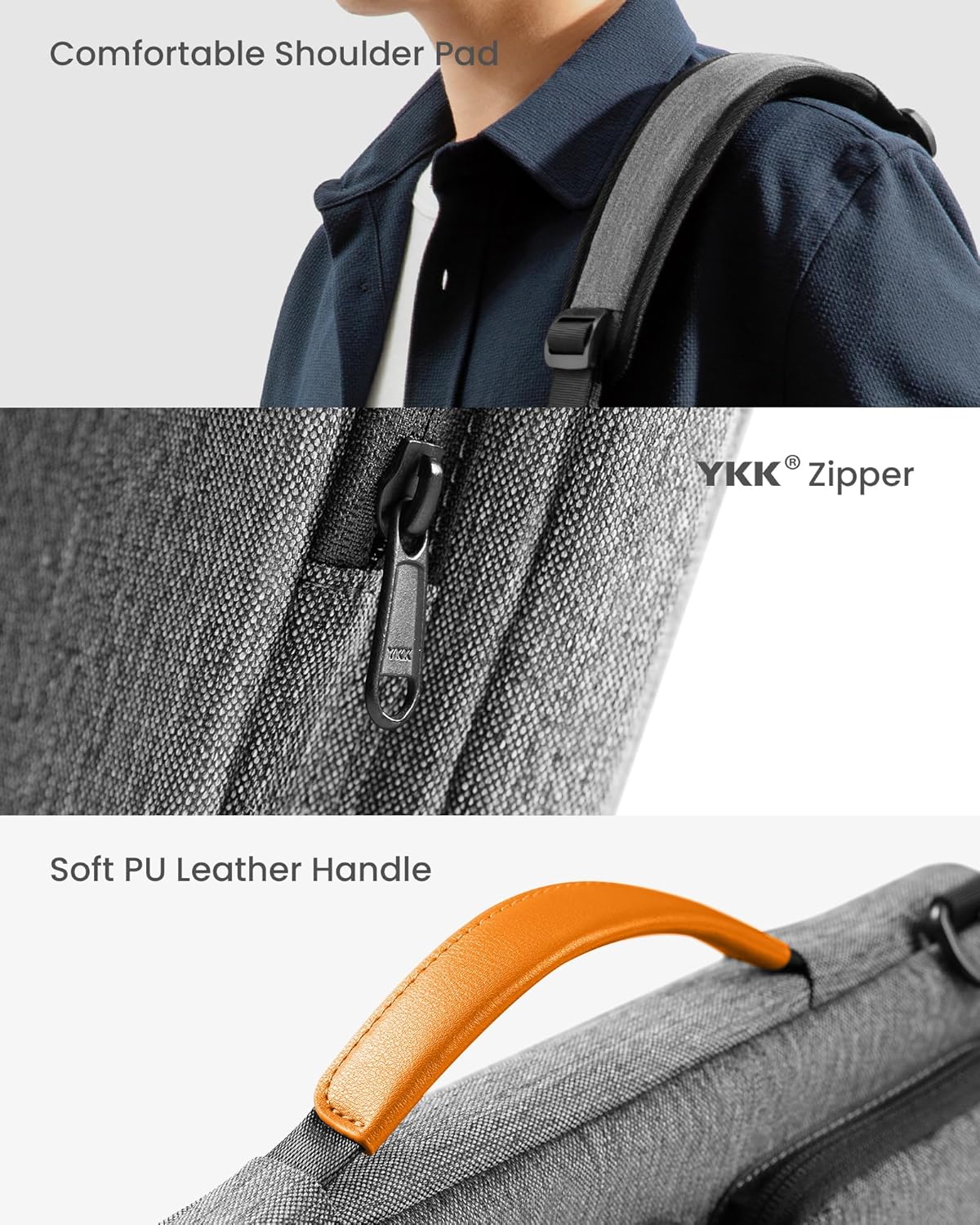 Tomtoc Defender-A42 Laptop Briefcase 13.5 Inch Gray - حقيبة لابتوب مقاس 13.5 بوصة من تومتوك رمادي