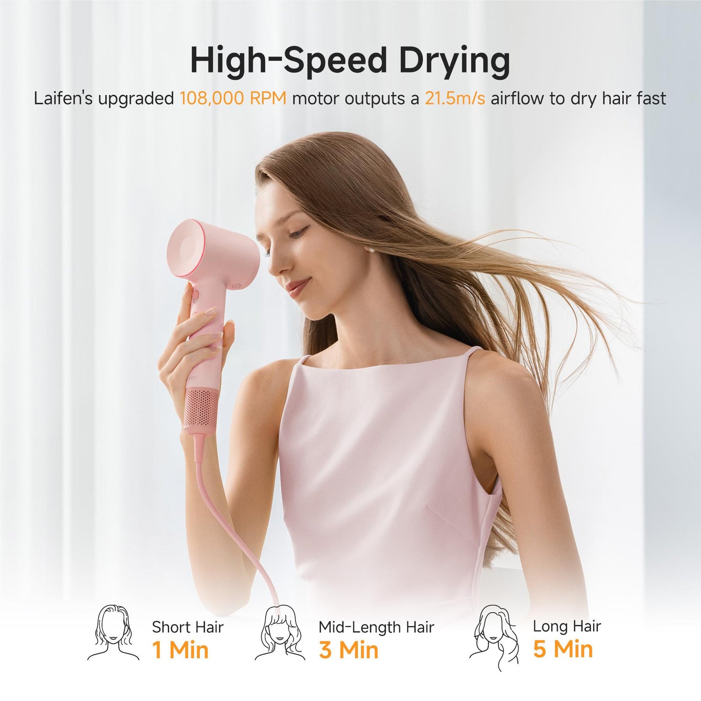 LAIFEN HAIR DRYER SE 2 PASTEL PINK - شسوار الشعر 1500 واط الباستيل من لايفن وردي