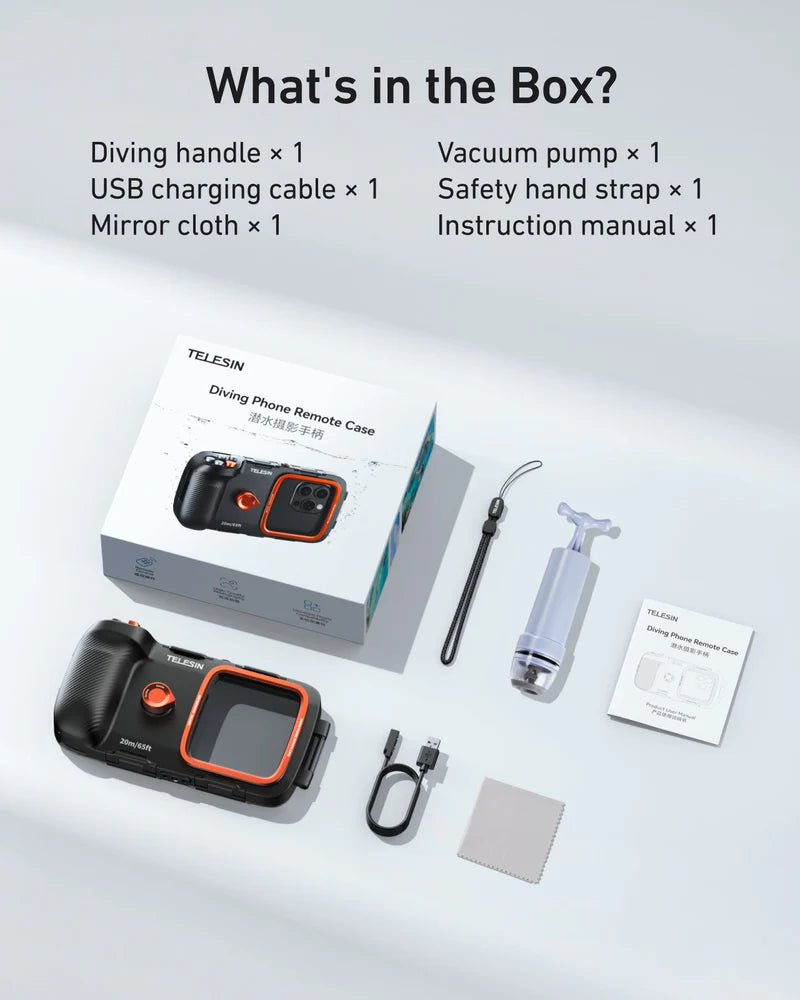 TELESIN MOBILE BLUETOOTH DIVING CASE
كفر هاتف من تيلسن مخصص للتصوير تحت الماء