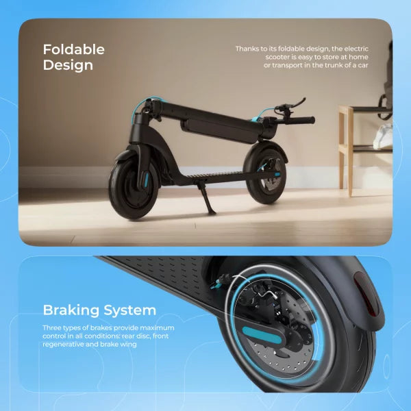 Proove Electric Scooter Model X- City Pro black/blue - سكوتر كهربائي بسعة تحمل تصل الى 100 كجم من بروف اسود/ازرق