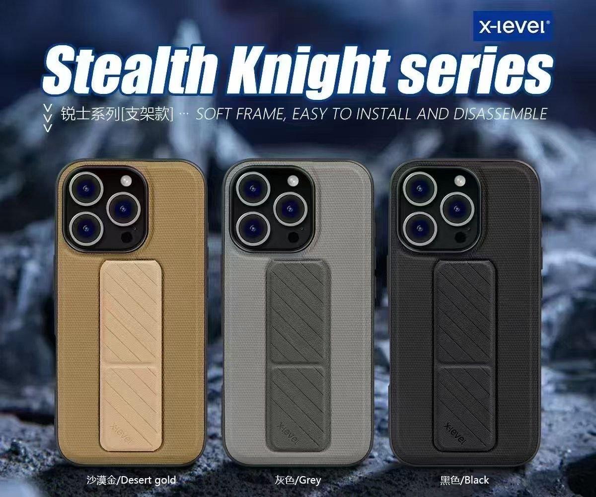 X LEVEL CASE FOR IPHONE 15 PRO MAX GRAY - كفر ايفون 15 برو ماكس مع مسكة من اكس لفل رمادي