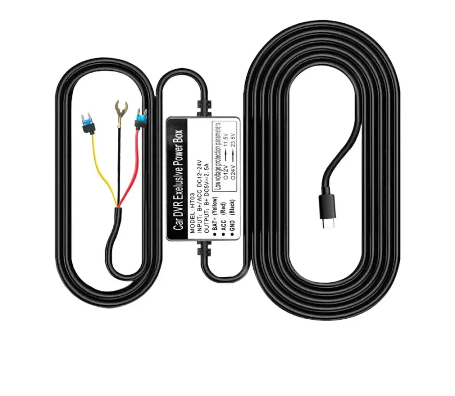 Azdome hardware kit Type-C Kit for Simple Cameras - كيبل تايب سي لكاميرات السيارة للعمل على البطارية – متوافق مع كاميرات ازدوم M200 / M330 / D08 / D500 / D100 / M580 / GS63H Pro