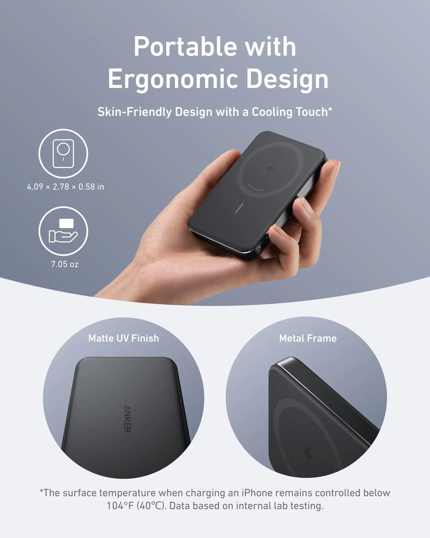 Anker MagGo Power Bank 10K mAh Slim 15W Qi2 Black - باوربنك ماك سيف سليم 10000 ملي امبير 15 واط من انكر