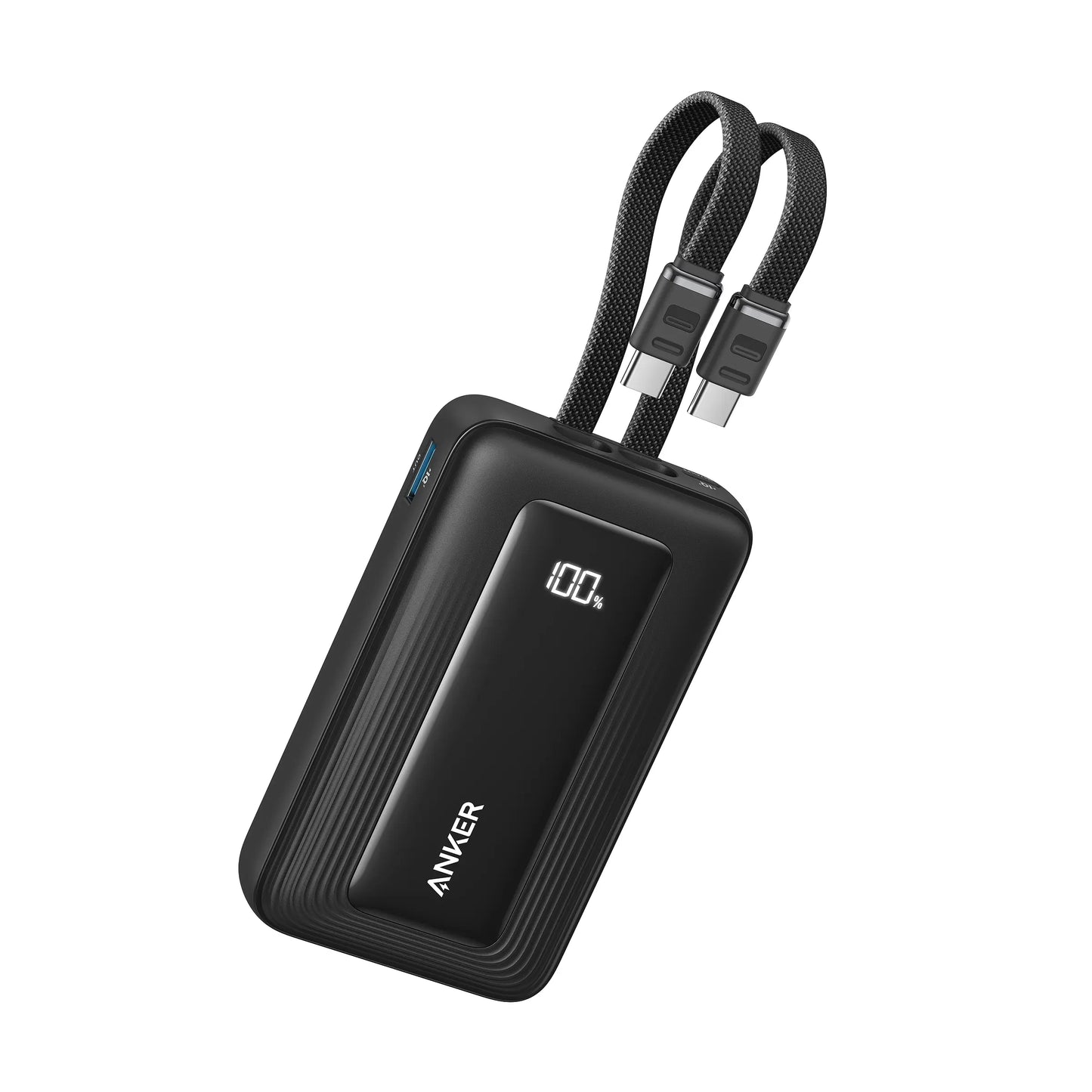 Anker Zolo Power Bank 10K mAh 35W Built-In Dual USB-C Cables Black - باوربنك 10000 ملي امبير 35 واط مع كيبل تايب سي عدد 2 مدمج من انكر اسود