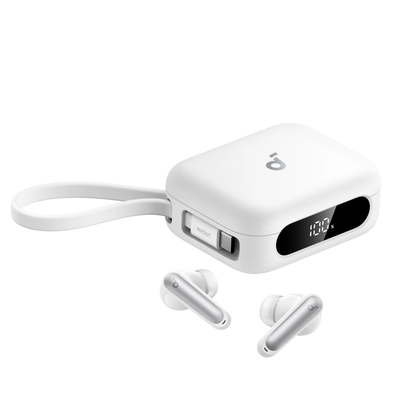 Anker Soundcore P41i TWS with 3000 mAh Built-in Power Bank White - سماعات بلوتوث مع باوربنك مدمج بسعة 3000 ملي امبير وكيبل تايب سي مدمج من انكر ابيض