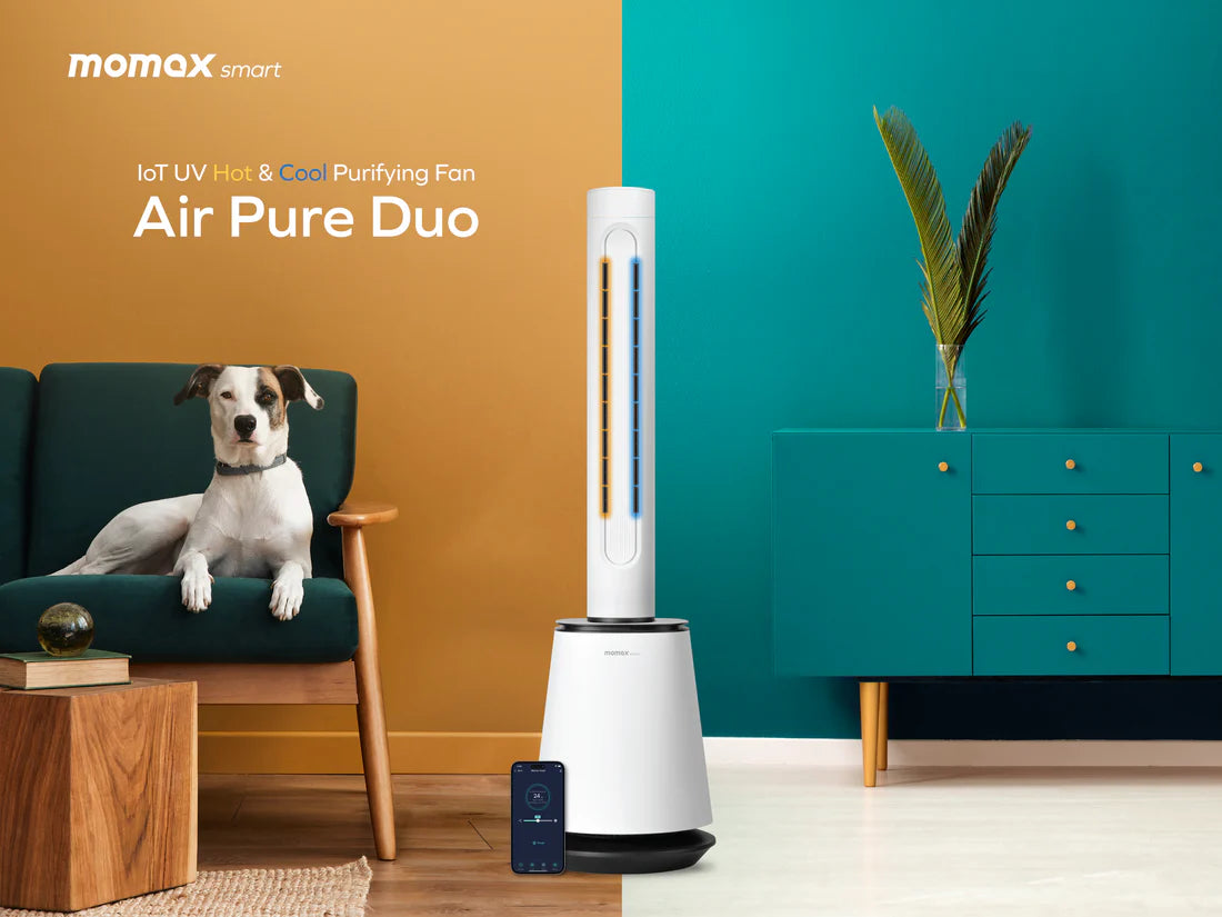 Momax Air Pure Duolot Uv Hot & Cool Purifying Fan - مروحة تبريد ومدفأة ذكية من موماكس
