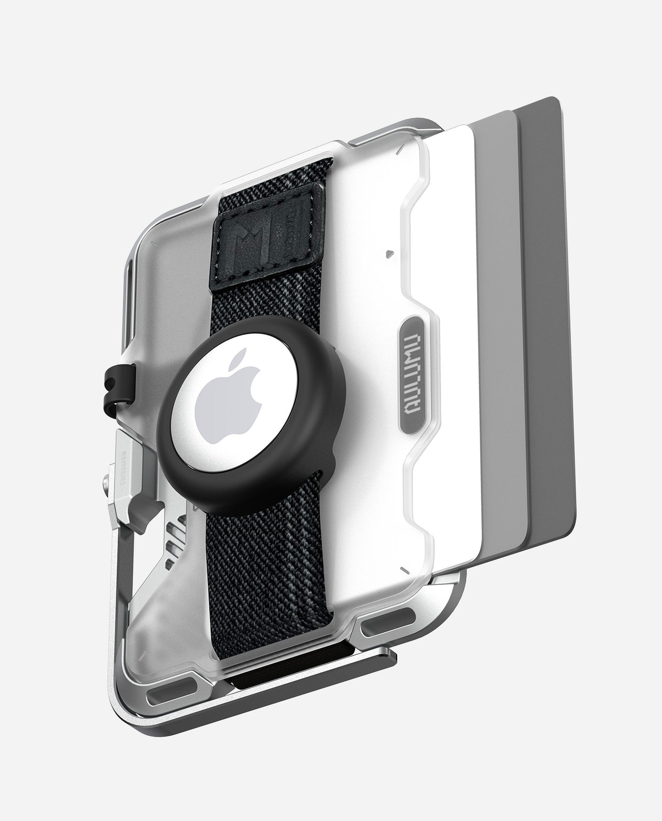 AULUMU G03 MULTI-TOOL MAGNETIC METAL WALLET GENUINE LEATHER COVER SLIVER - محفظة بطاقات مغناطيسية متعددة الادوات بغطاء جلد طبيعي مع ستاند من اولومو فضي